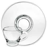 Borgonovo Taza Ischia Espresso Glass and Saucer 2.8oz / 80ml (Set of 6)
