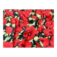 bold floral print cotton poplin dress fabric black