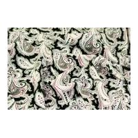 Bold Paisley Cotton Lawn Dress Fabric Black & Pink