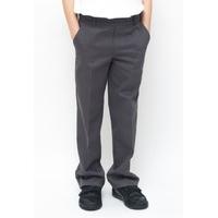 Boys Classic Fit School Trousers With Adjustable Waist - Grey - Junior