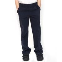 Boys Classic Fit School Trousers With Adjustable Waist - Navy - Junior