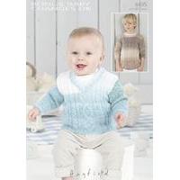 Boys V-Neck and Round Neck Cable Sweaters In Hayfield Bonus Baby Changes DK (4495)