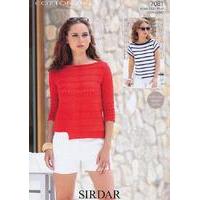 boat necked tops in sirdar cotton dk 7081