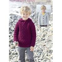 Boys Hooded Cable Sweater and Cardigan in Supersoft Aran (2426)