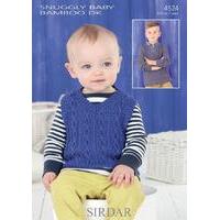 Boys V Neck Tank and Sweater in Sirdar Snuggly Baby Bamboo DK (4524)