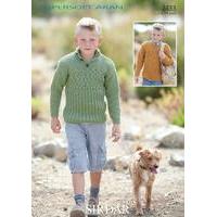 boys round neck and sun sweaters in sirdar supersoft aran 2433