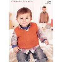 Boys V Neck Tank and Sweater in Sirdar Snuggly 4 Ply (4577)