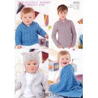 Boys Wrap Neck Sweater, T-Bag Hat and Blanket in Sirdar Snuggly Baby Bamboo DK (4590)