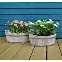 Boat Shaped Garden Planters Whitewashed (Set of 2) by Rustic Garden