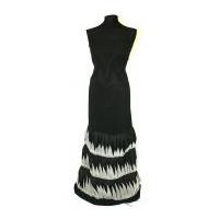 Border Stitched Detail Chiffon Dress Fabric Black & Grey