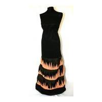 Border Stitched Detail Chiffon Dress Fabric Black & Orange