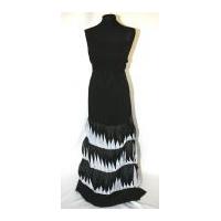 Border Stitched Detail Chiffon Dress Fabric Black & White