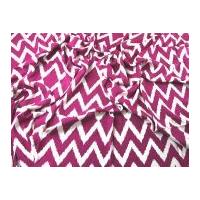 bold chevron ikat print viscose challis dress fabric magenta