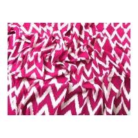 bold chevron ikat print viscose challis dress fabric cerise pink