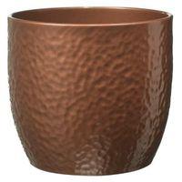 Boston Round Ceramic Copper Effect Plant Pot (H)15cm (Dia)16cm