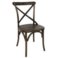 Bolero Wooden Dining Chair with Metal Cross Backrest (Pack of 2) Pack of 2