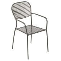 Bolero Grey Steel Patterned Bistro Armchairs (Pack of 4) Pack of 4
