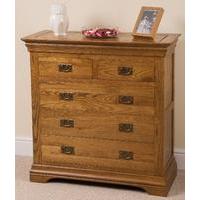 Bordeaux Rustic Solid Oak 2+3 Chest of Drawers