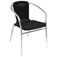 Bolero Aluminium and Black Wicker Chairs Black (Pack of 4) Pack of 4