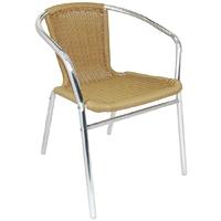 Bolero Aluminium and Natural Wicker Chair (Pack of 4) Pack of 4