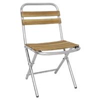 Bolero Ash and Aluminium Folding Chairs (Pack of 4) Pack of 4