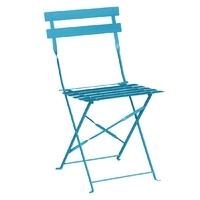 Bolero Pavement Style Steel Chairs Seaside Blue (Pack of 2) Pack of 2