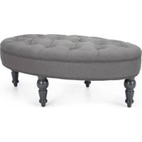 Bouji Oval Ottoman, Graphite Grey and Slate