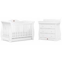 Boori Sleigh Royale 2 Piece Room Set-White (Cotbed & Changer) + Free Cotbed Spring Mattress Worth £80!