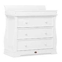 boori sleigh 3 drawer dresser with changing station white