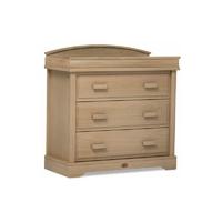 boori classic 3 drawer dresser with arched changing station almond