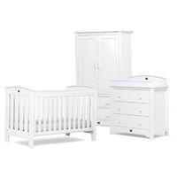 Boori Classic 3 Piece Room Set-White (Cotbed, Changer & Wardrobe) + Free Cotbed Spring Mattress Worth £80!