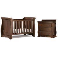 Boori Sleigh 2 Piece Room Set-English Oak (Cotbed & Changer) + Free Cotbed Spring Mattress Worth £80!