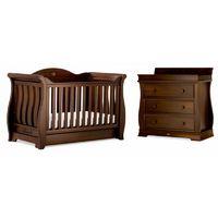 Boori Sleigh Royale 2 Piece Room Set-English Oak (Cotbed & Changer) + Free Cotbed Spring Mattress Worth £80!