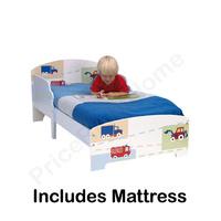 Boys Vehicle Junior MDF Toddler Bed + Deluxe Foam Mattress