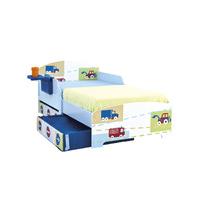 Boys Trucks n Tractors Toddler Bed with Storage and Shelf
