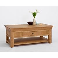 bordeaux oak coffee table with shelf drawer