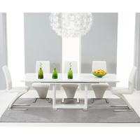 Boston 160cm White High Gloss Extending Dining Table with Hudson Z Chairs