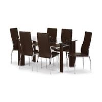 boston glass and leather dining set