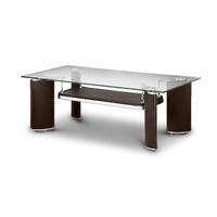 boston glass and leather coffee table