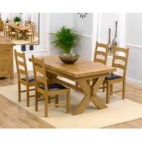 bordeaux 160cm solid oak extending dining table with vermont chairs