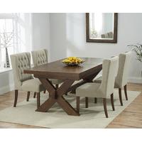 Bordeaux 200cm Dark Solid Oak Extending Dining Table with Safia Chairs