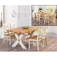 bordeaux 165cm oak and cream all sides extending table with cavendish  ...