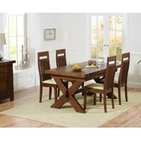 bordeaux 160cm dark solid oak extending dining table with monaco chair ...