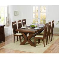 bordeaux 200cm dark solid oak extending dining table with monaco chair ...