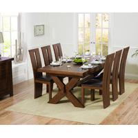 Bordeaux 200cm Dark Solid Oak Extending Dining Table with Montreal Chairs