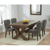 bordeaux 200cm dark solid oak extending dining table with knightsbridg ...