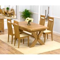 Bordeaux 160cm Solid Oak Extending Dining Table with Monaco Chairs