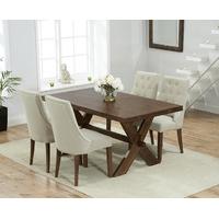 Bordeaux 165cm Dark Oak All Sides Extending Table with Pacific Fabric Dark Oak Leg Chairs