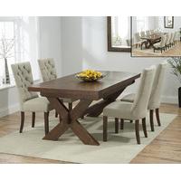 Bordeaux 200cm Dark Solid Oak Extending Dining Table with Anais Chairs