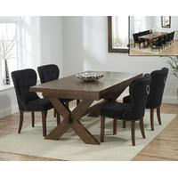 Bordeaux 200cm Dark Solid Oak Extending Dining Table with Knightsbridge Chairs